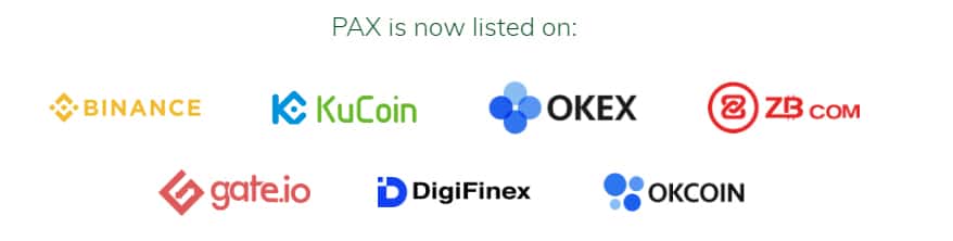 Exchanges Listed Paxos