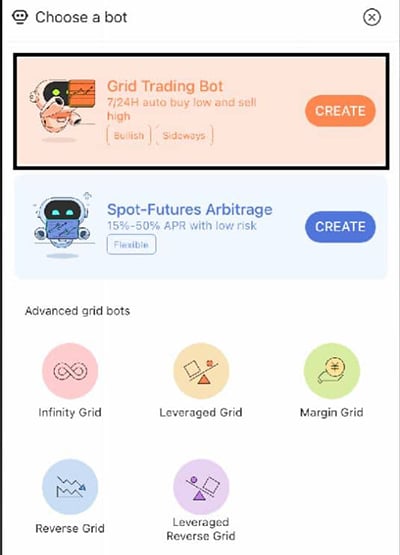 Choose a Bot Pionex