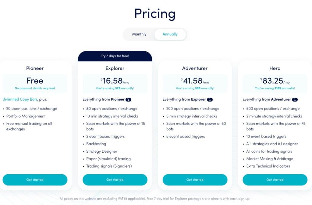 Cryptohopper Pricing