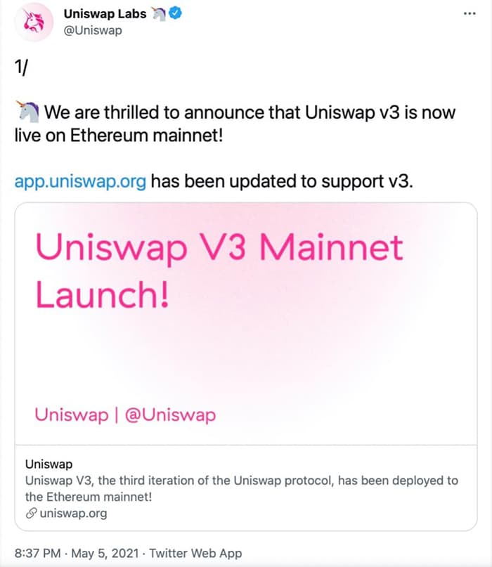 Uniswap Tweet V3