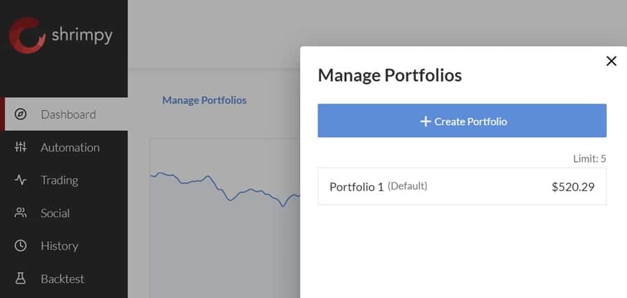 Shrimpy portfolio management