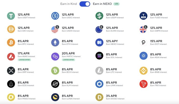 Nexo Interest Rates