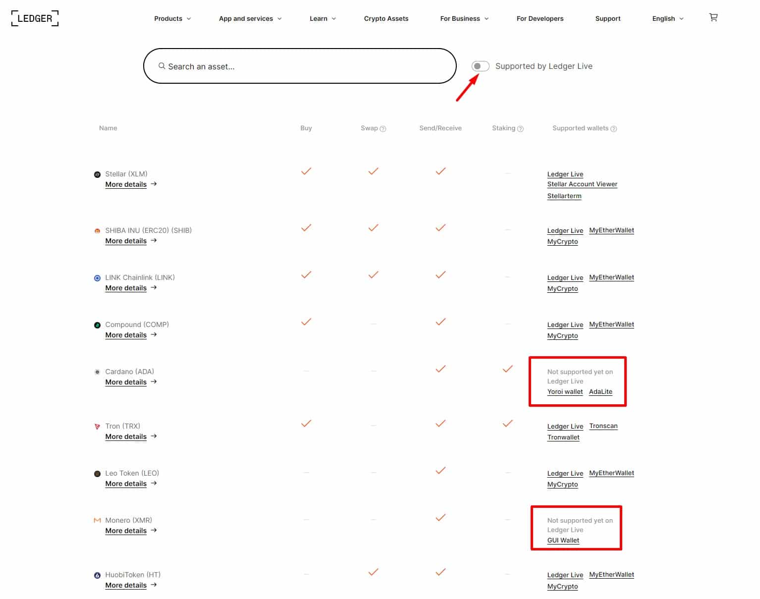 Ledger not supported