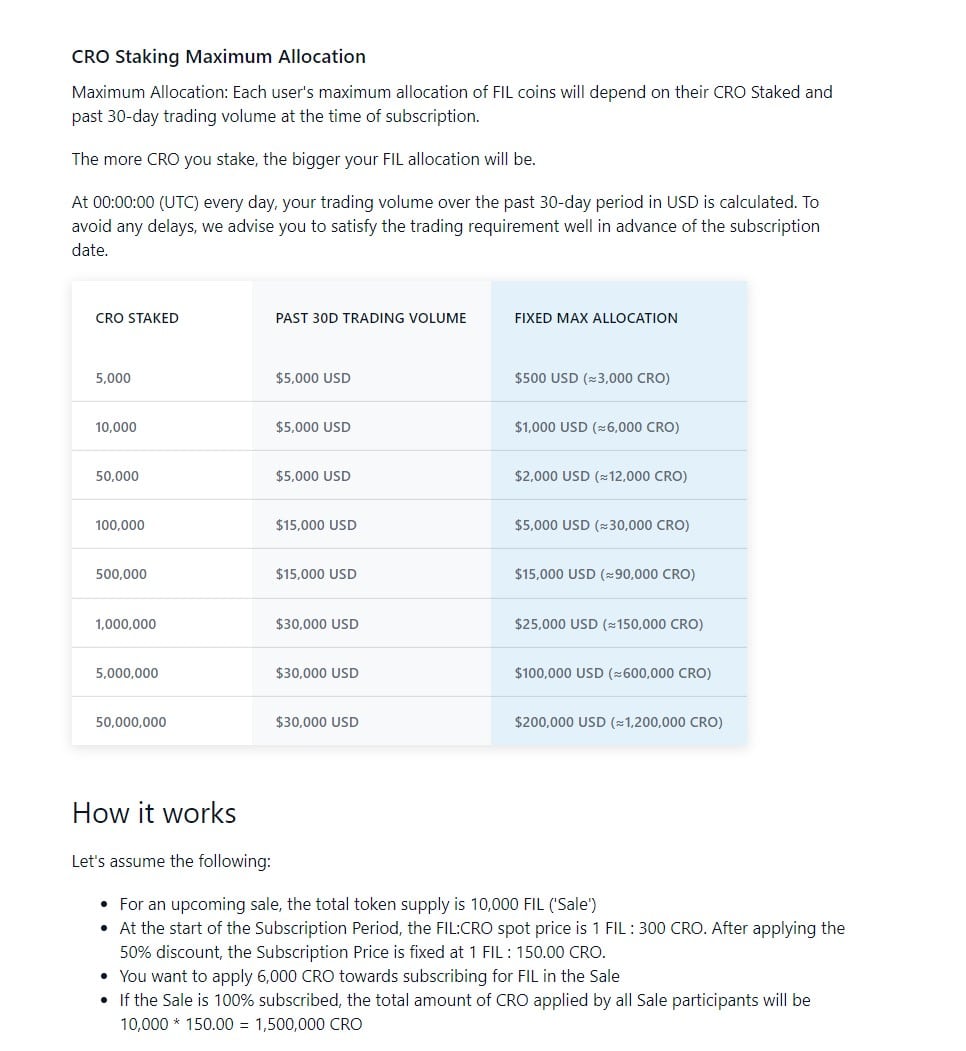 Crypto.com Exchange syndicate allocation
