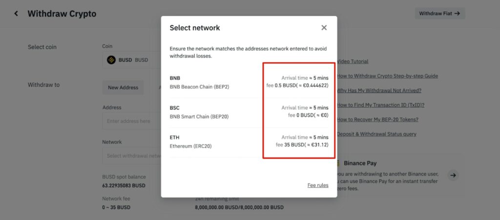 binance withdraw networks