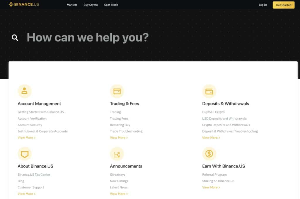 Binance US Support